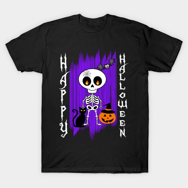 Happy Halloween Little Skeleton Funny Design for Halloween T-Shirt by soccer t-shirts